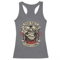 Fun Fact I Dont Care Racerback Tank Top Funny Smoking Gorilla Sarcastic - Wonder Print Shop