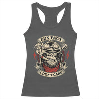 Fun Fact I Dont Care Racerback Tank Top Funny Smoking Gorilla Sarcastic - Wonder Print Shop