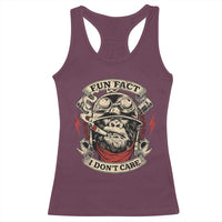 Fun Fact I Dont Care Racerback Tank Top Funny Smoking Gorilla Sarcastic - Wonder Print Shop