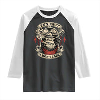 Fun Fact I Dont Care Raglan Shirt Funny Smoking Gorilla Sarcastic - Wonder Print Shop