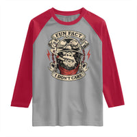 Fun Fact I Dont Care Raglan Shirt Funny Smoking Gorilla Sarcastic - Wonder Print Shop