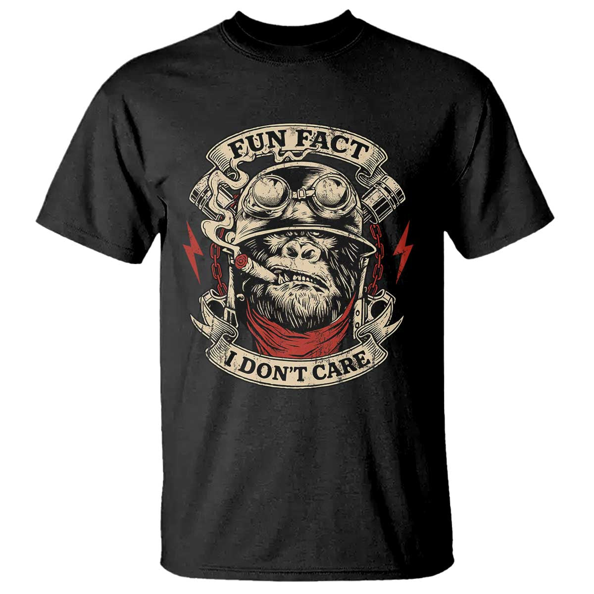 Fun Fact I Dont Care T Shirt Funny Smoking Gorilla Sarcastic - Wonder Print Shop