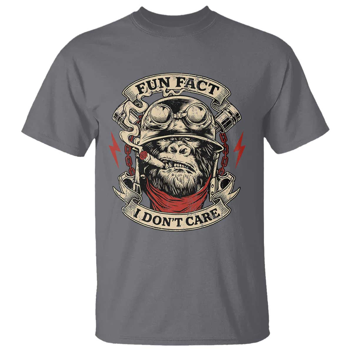 Fun Fact I Dont Care T Shirt Funny Smoking Gorilla Sarcastic - Wonder Print Shop