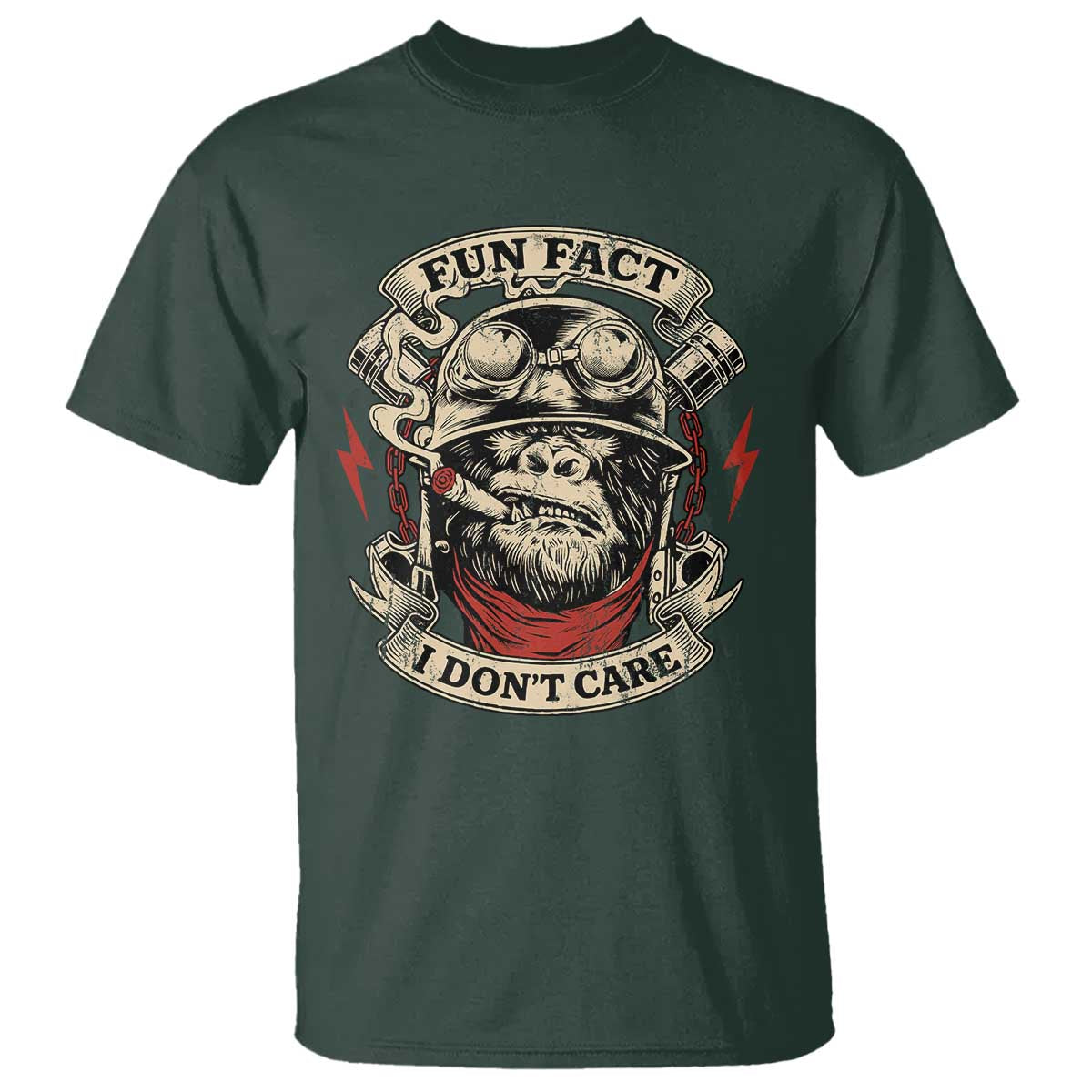 Fun Fact I Dont Care T Shirt Funny Smoking Gorilla Sarcastic - Wonder Print Shop