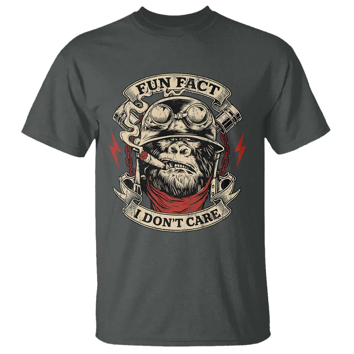 Fun Fact I Dont Care T Shirt Funny Smoking Gorilla Sarcastic - Wonder Print Shop