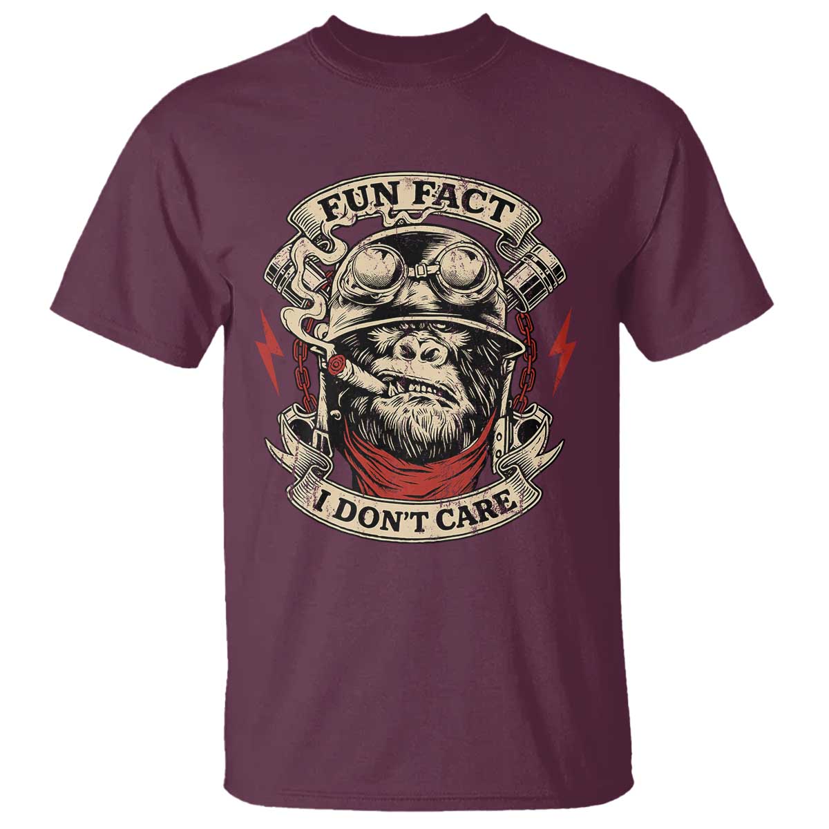 Fun Fact I Dont Care T Shirt Funny Smoking Gorilla Sarcastic - Wonder Print Shop