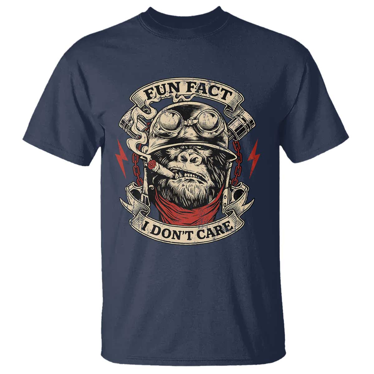 Fun Fact I Dont Care T Shirt Funny Smoking Gorilla Sarcastic - Wonder Print Shop