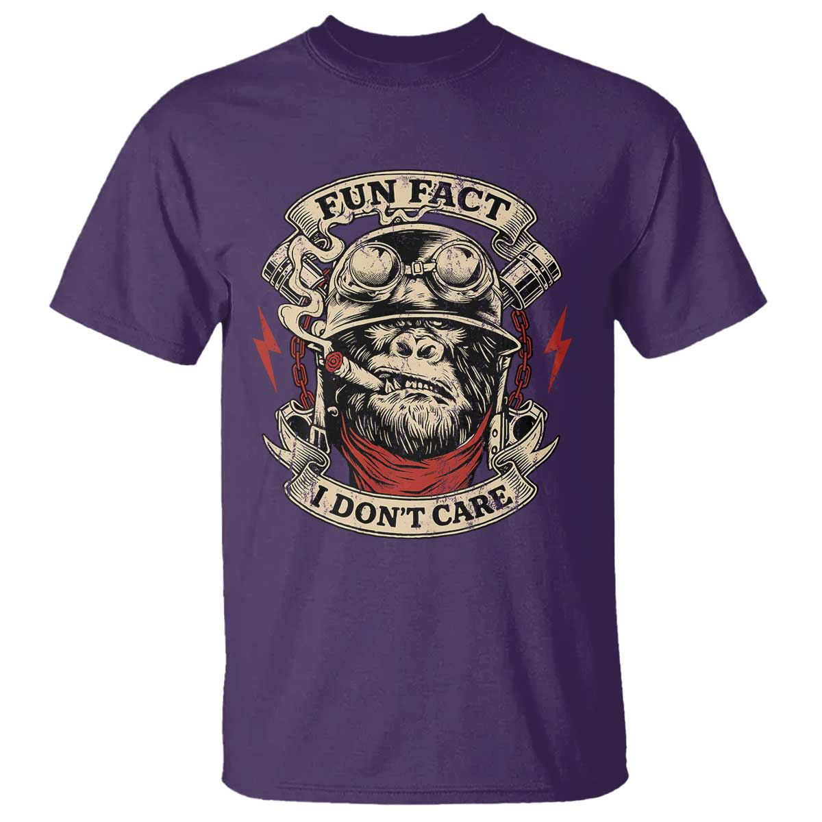 Fun Fact I Dont Care T Shirt Funny Smoking Gorilla Sarcastic - Wonder Print Shop