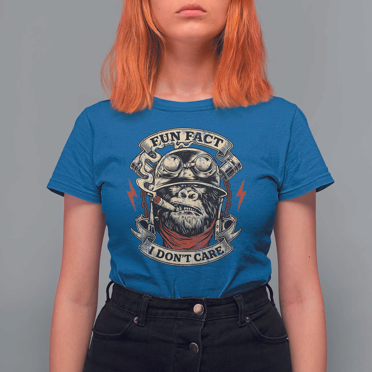Fun Fact I Dont Care T Shirt For Women Funny Smoking Gorilla Sarcastic - Wonder Print Shop