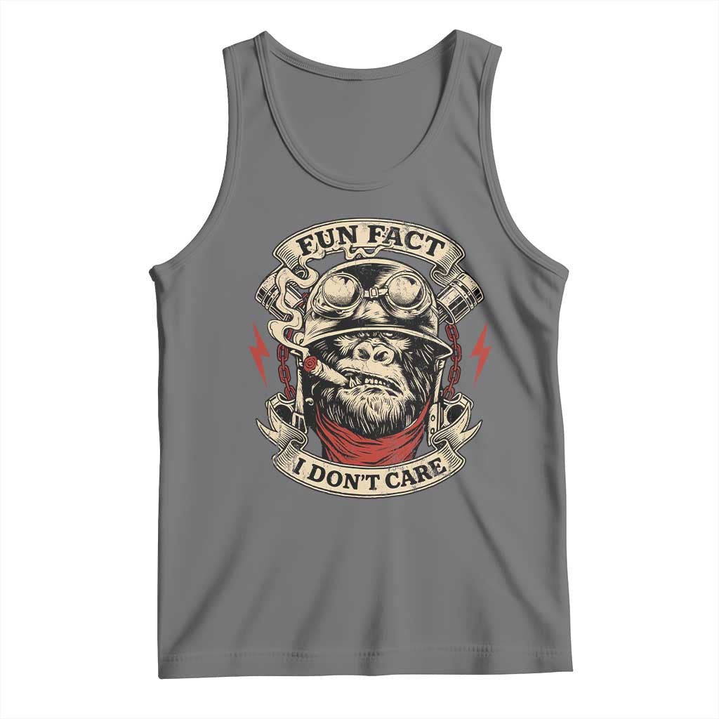 Fun Fact I Dont Care Tank Top Funny Smoking Gorilla Sarcastic - Wonder Print Shop