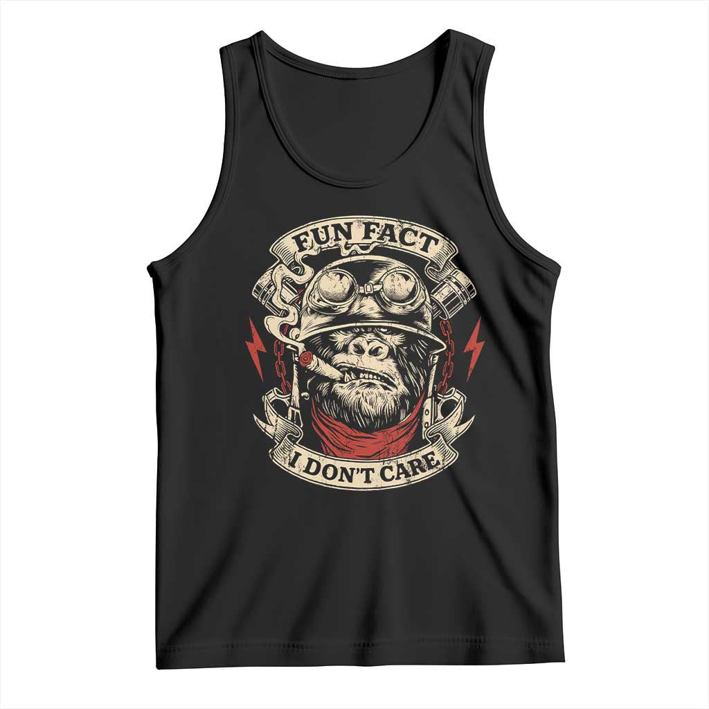Fun Fact I Dont Care Tank Top Funny Smoking Gorilla Sarcastic - Wonder Print Shop