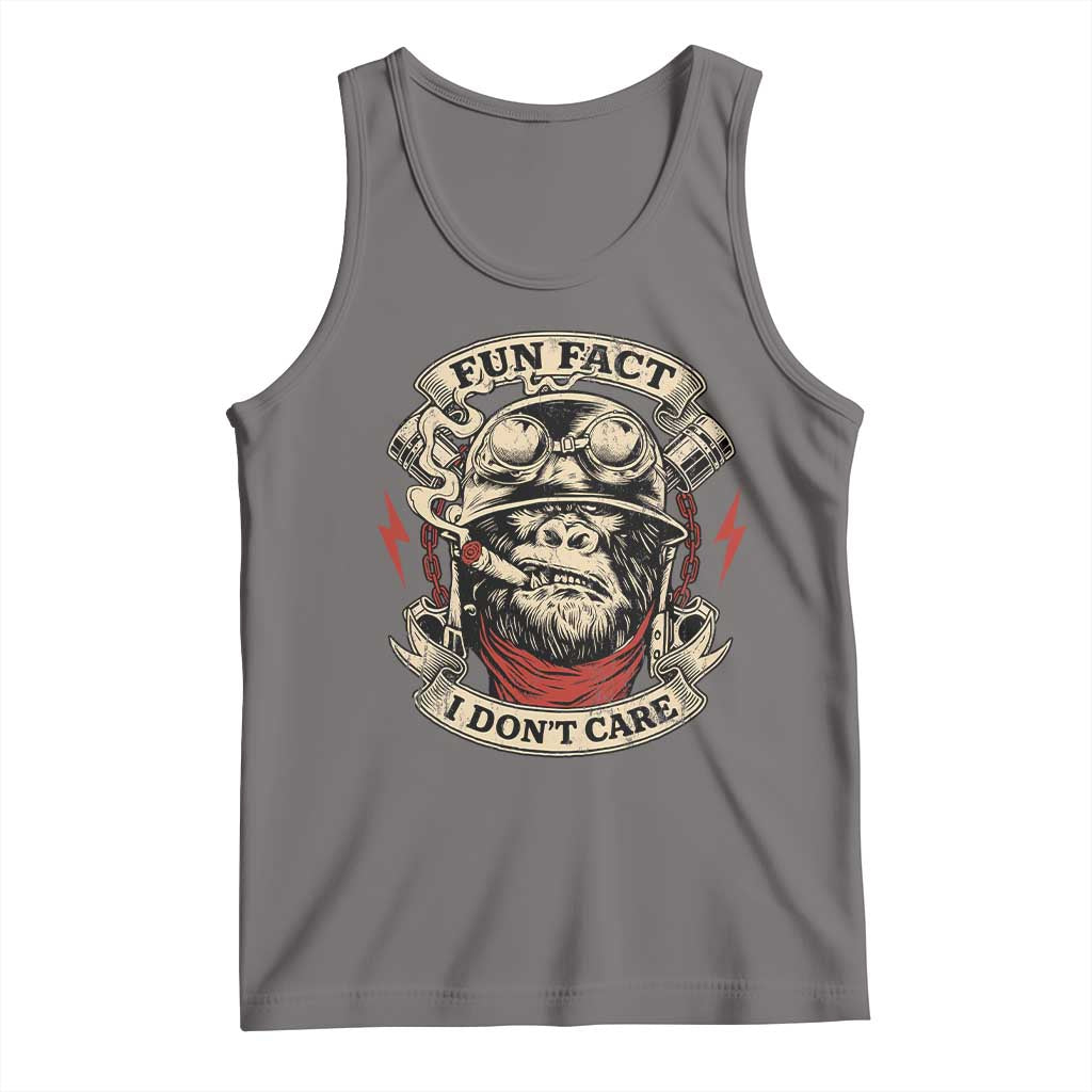 Fun Fact I Dont Care Tank Top Funny Smoking Gorilla Sarcastic - Wonder Print Shop