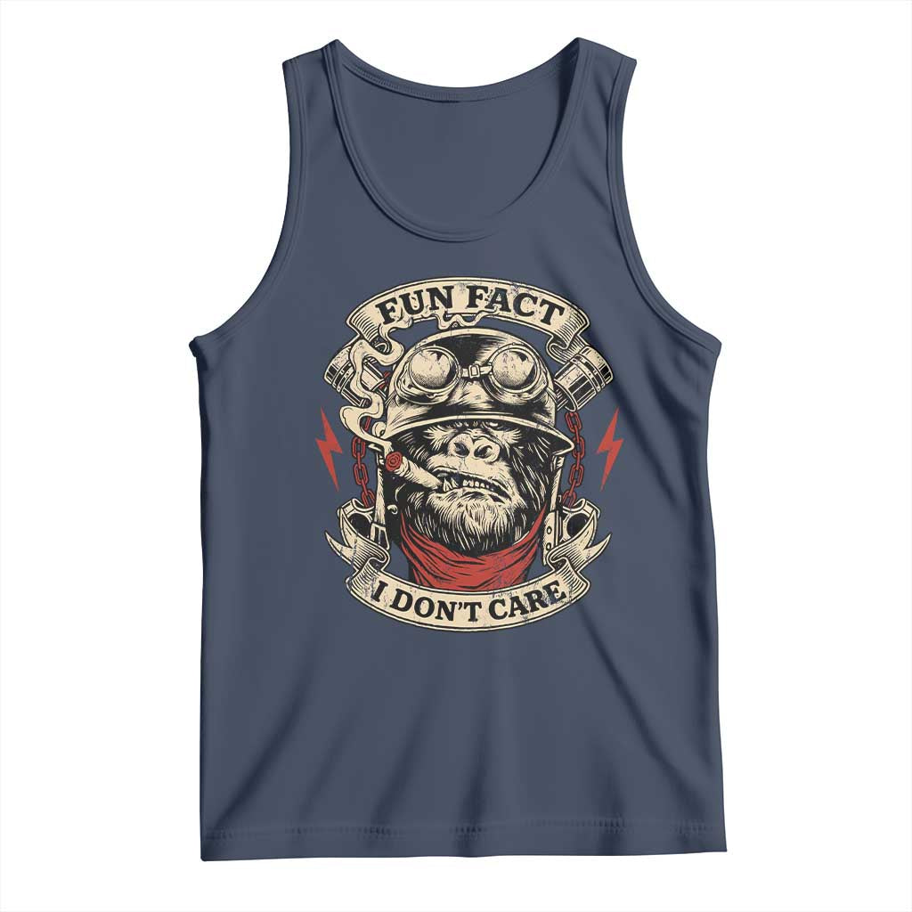 Fun Fact I Dont Care Tank Top Funny Smoking Gorilla Sarcastic - Wonder Print Shop