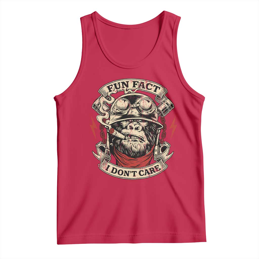Fun Fact I Dont Care Tank Top Funny Smoking Gorilla Sarcastic - Wonder Print Shop