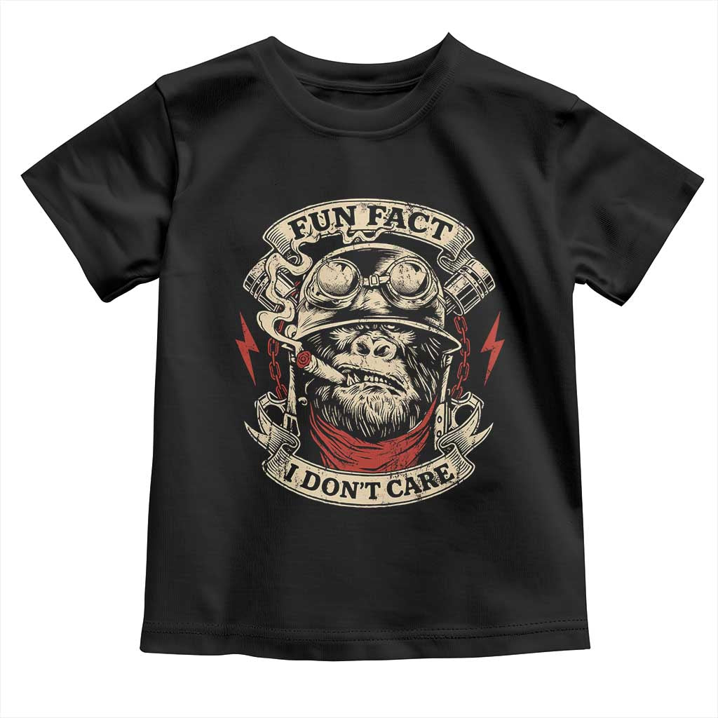Fun Fact I Dont Care Toddler T Shirt Funny Smoking Gorilla Sarcastic - Wonder Print Shop