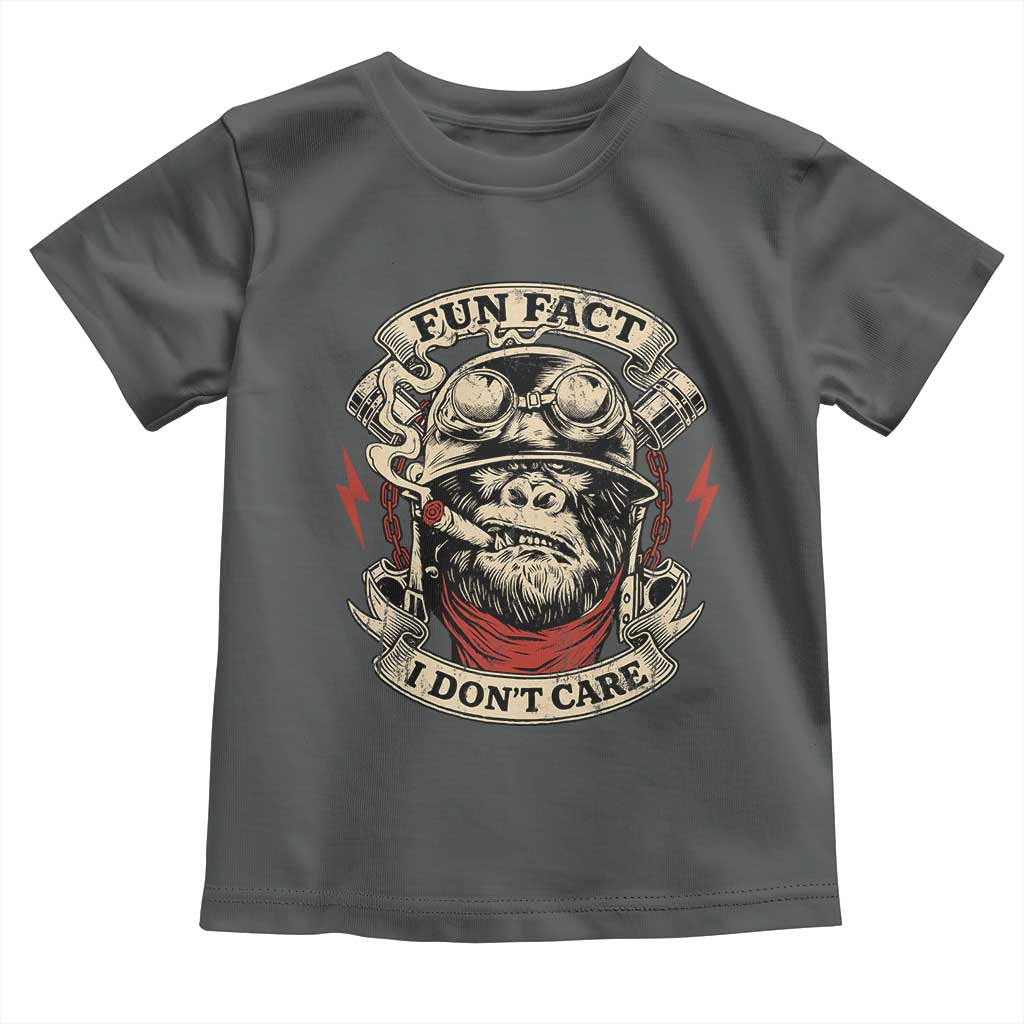 Fun Fact I Dont Care Toddler T Shirt Funny Smoking Gorilla Sarcastic - Wonder Print Shop