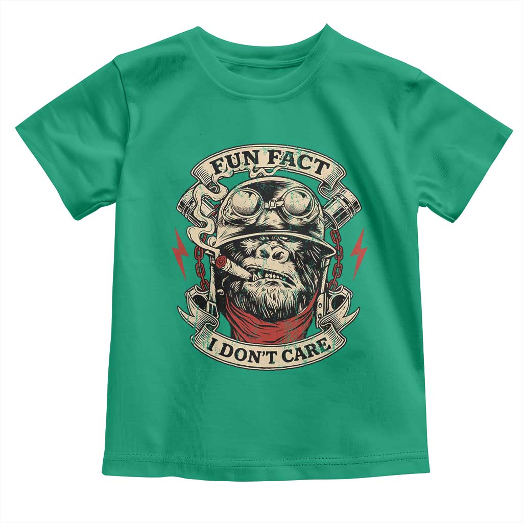 Fun Fact I Dont Care Toddler T Shirt Funny Smoking Gorilla Sarcastic - Wonder Print Shop