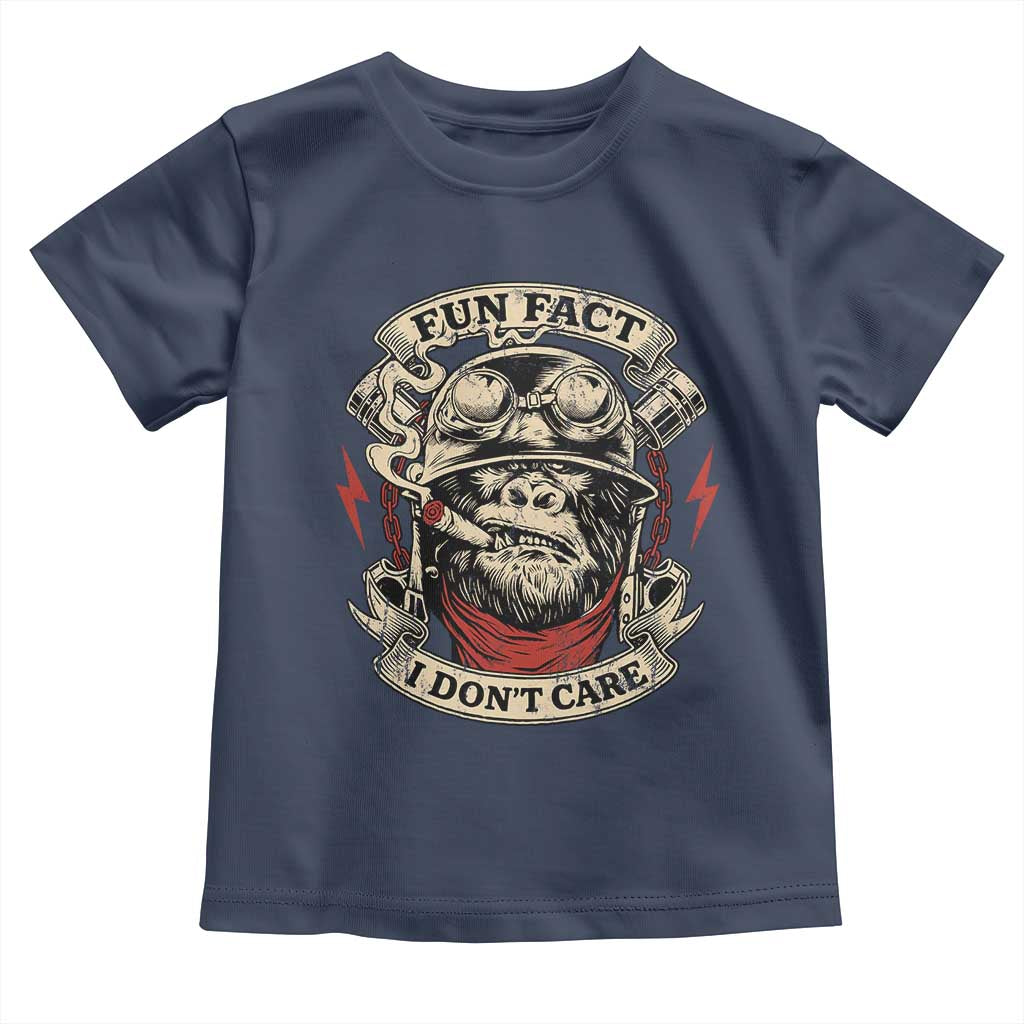 Fun Fact I Dont Care Toddler T Shirt Funny Smoking Gorilla Sarcastic - Wonder Print Shop