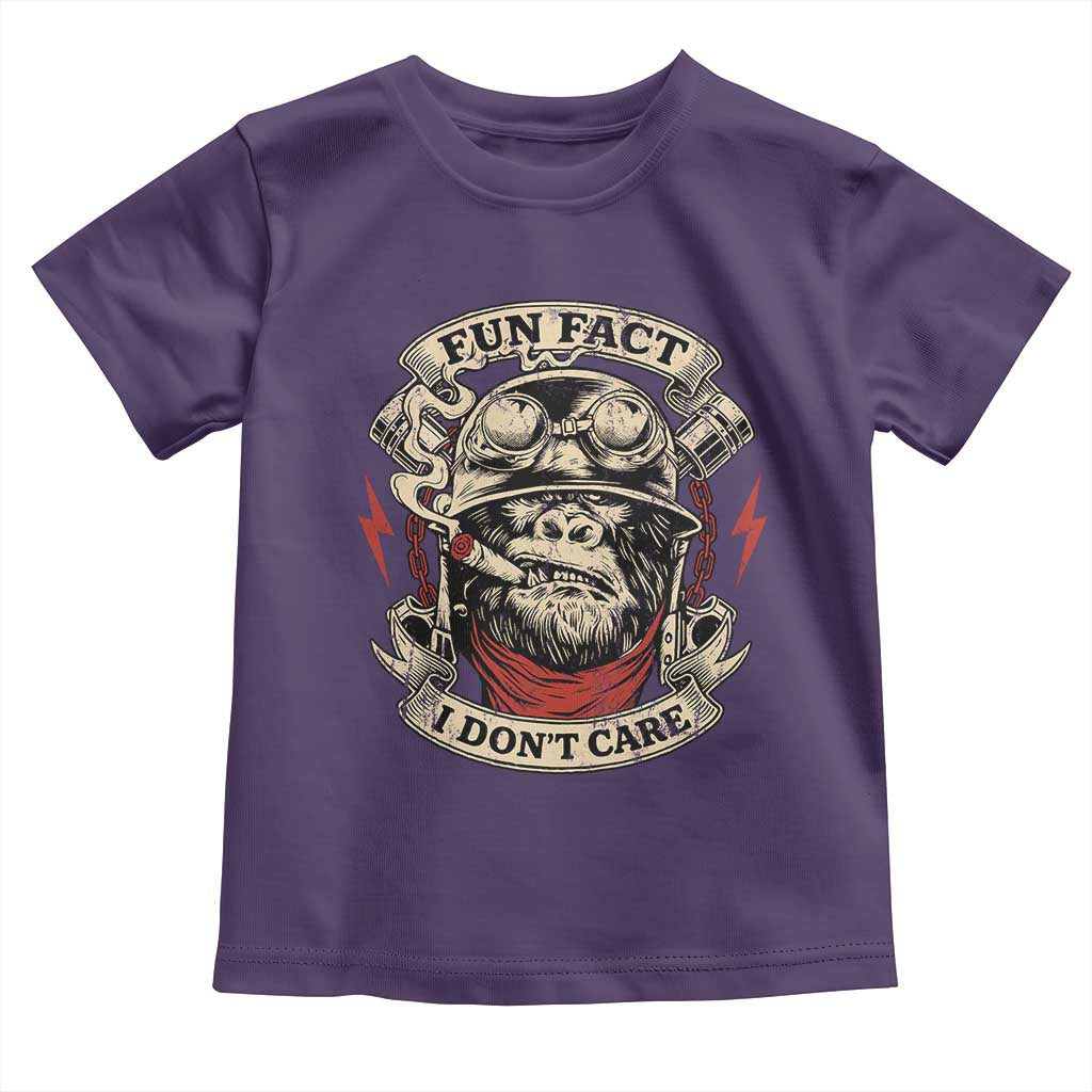 Fun Fact I Dont Care Toddler T Shirt Funny Smoking Gorilla Sarcastic - Wonder Print Shop