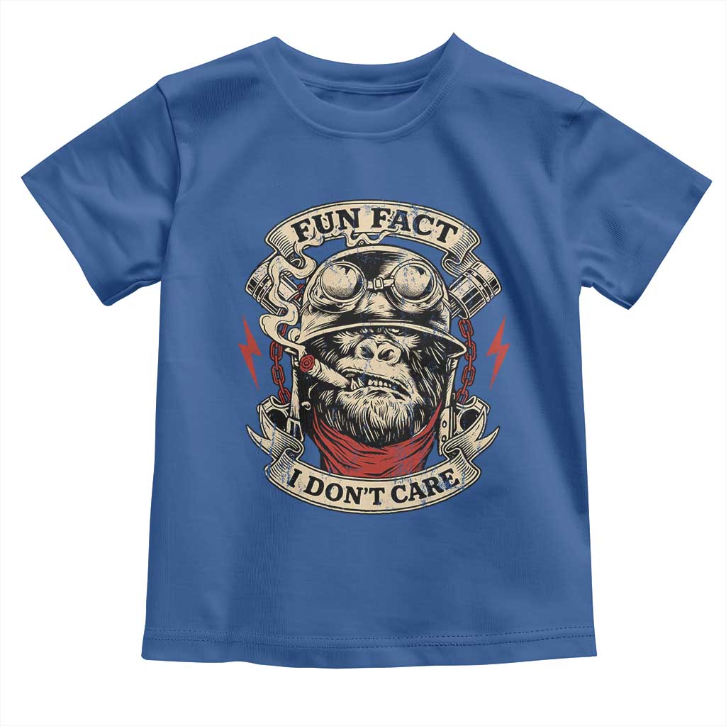 Fun Fact I Dont Care Toddler T Shirt Funny Smoking Gorilla Sarcastic - Wonder Print Shop