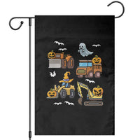 Funny Halloween Garden Flag Spooky Construction Trucks Pumpkin Ghost Pixel - Wonder Print Shop