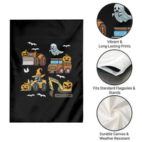Funny Halloween Garden Flag Spooky Construction Trucks Pumpkin Ghost Pixel - Wonder Print Shop