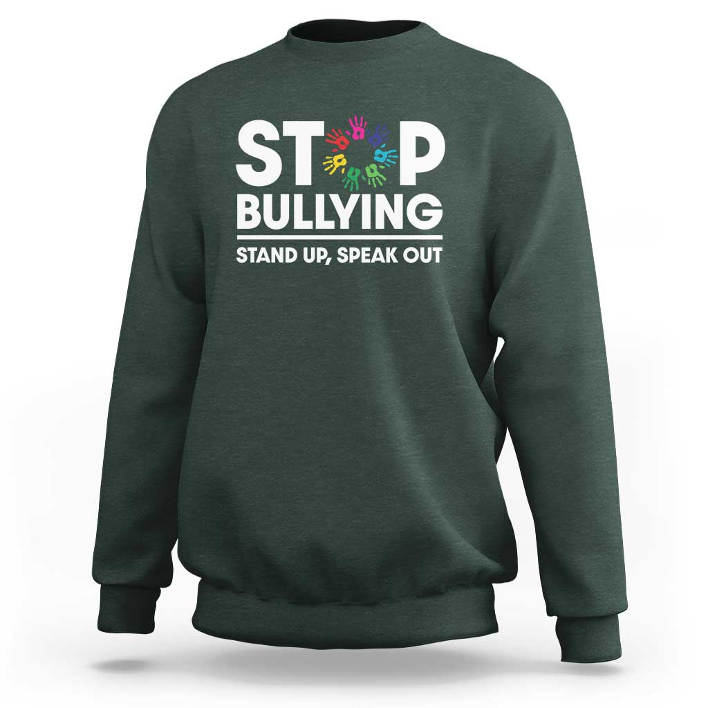 Unity Day Sweatshirt Stop Bullying Stand Up Speak Out Hand Prints Anti Bullying Awareness - Wonder Print Shop