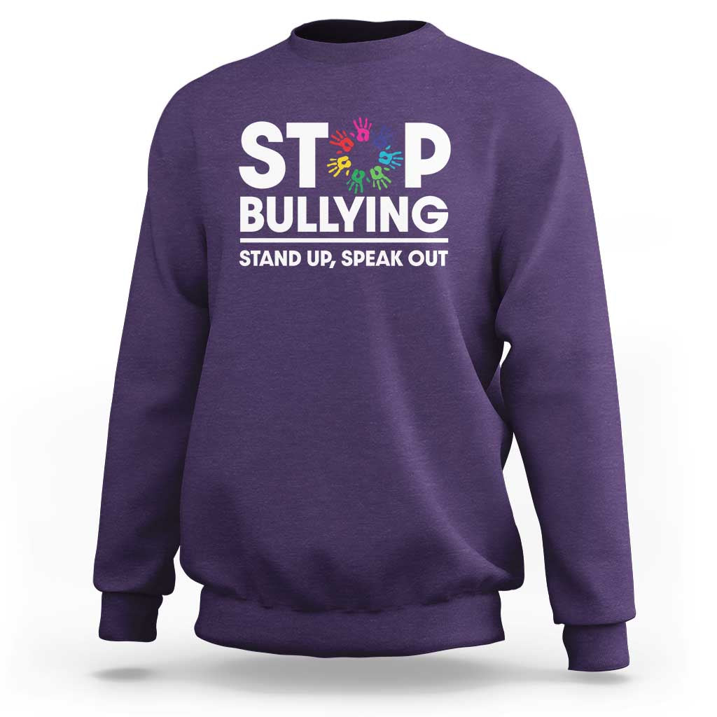 Unity Day Sweatshirt Stop Bullying Stand Up Speak Out Hand Prints Anti Bullying Awareness - Wonder Print Shop