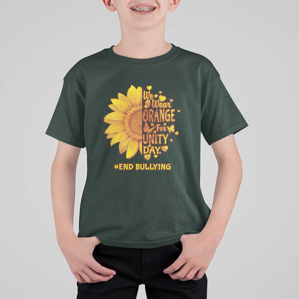 Anti Bullying Awareness T Shirt For Kid We Wear Orange For Unity Day End Bullying Sunflower - Wonder Print Shop