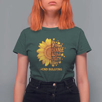 Anti Bullying Awareness T Shirt For Women We Wear Orange For Unity Day End Bullying Sunflower - Wonder Print Shop