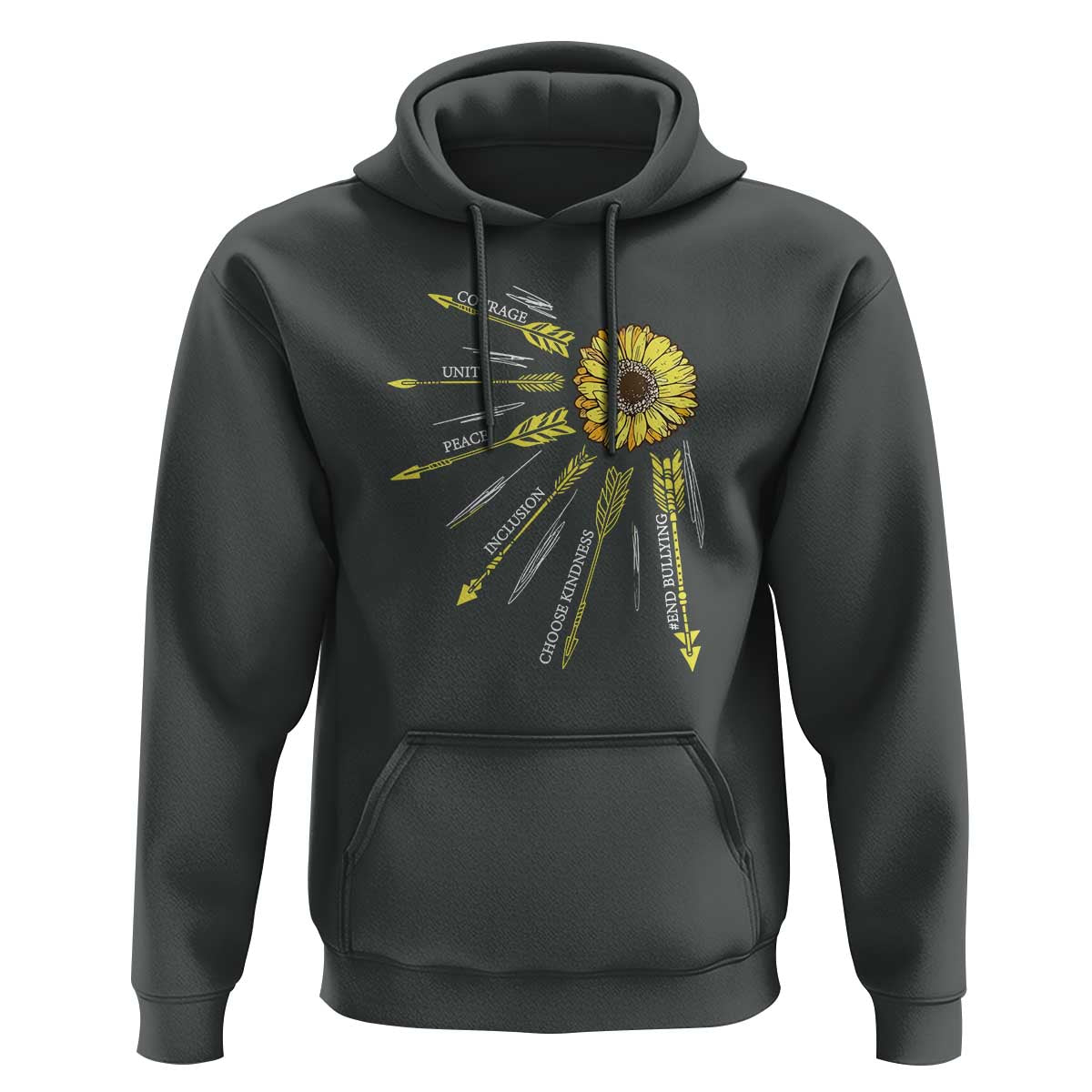 Anti Bullying Awareness Hoodie Courage Unity Peace Inclusion Choose Kindness Sunflower