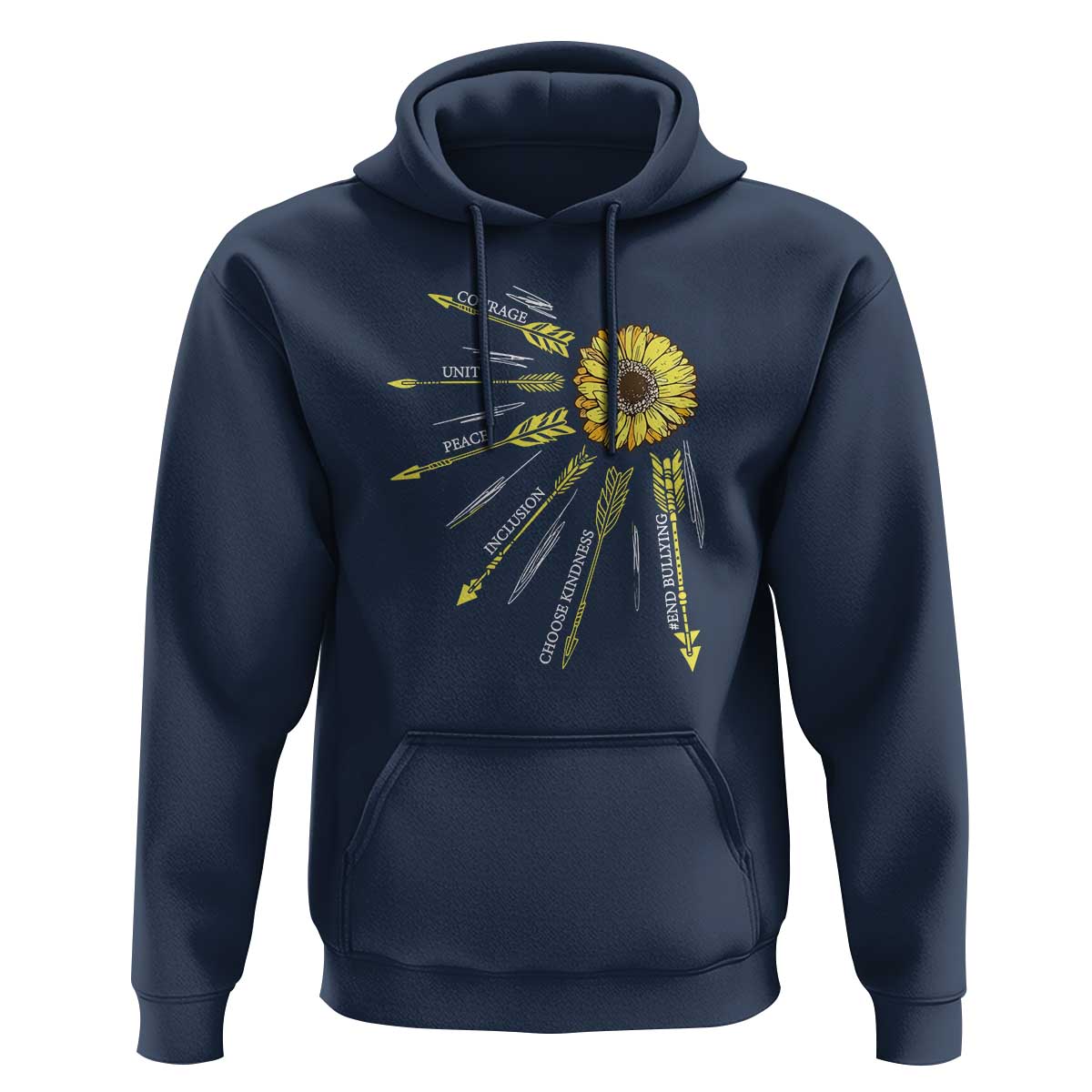 Anti Bullying Awareness Hoodie Courage Unity Peace Inclusion Choose Kindness Sunflower