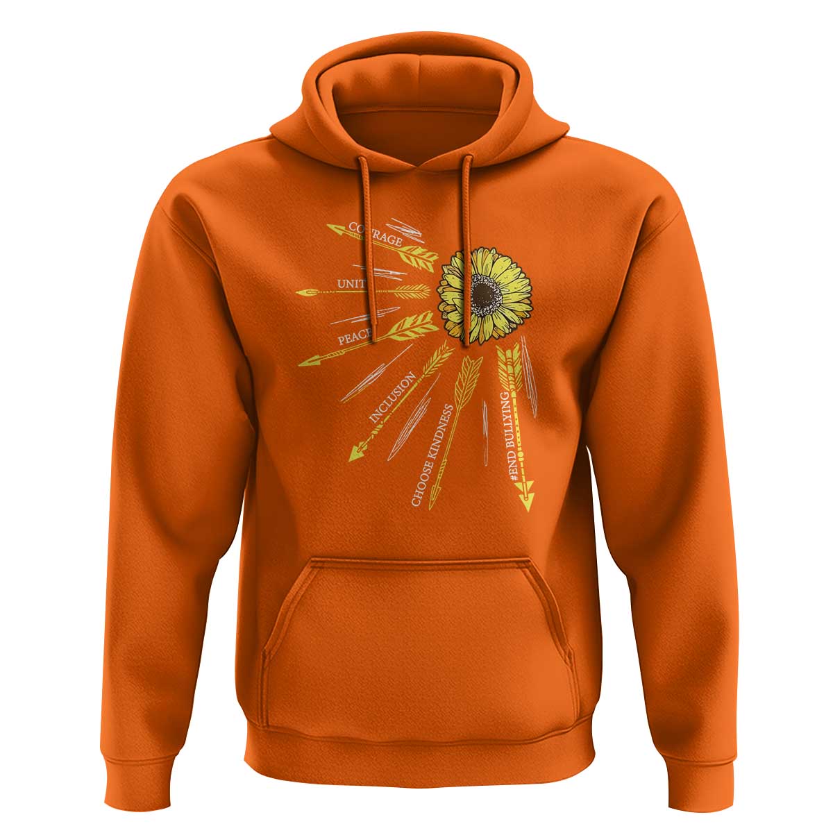 Anti Bullying Awareness Hoodie Courage Unity Peace Inclusion Choose Kindness Sunflower