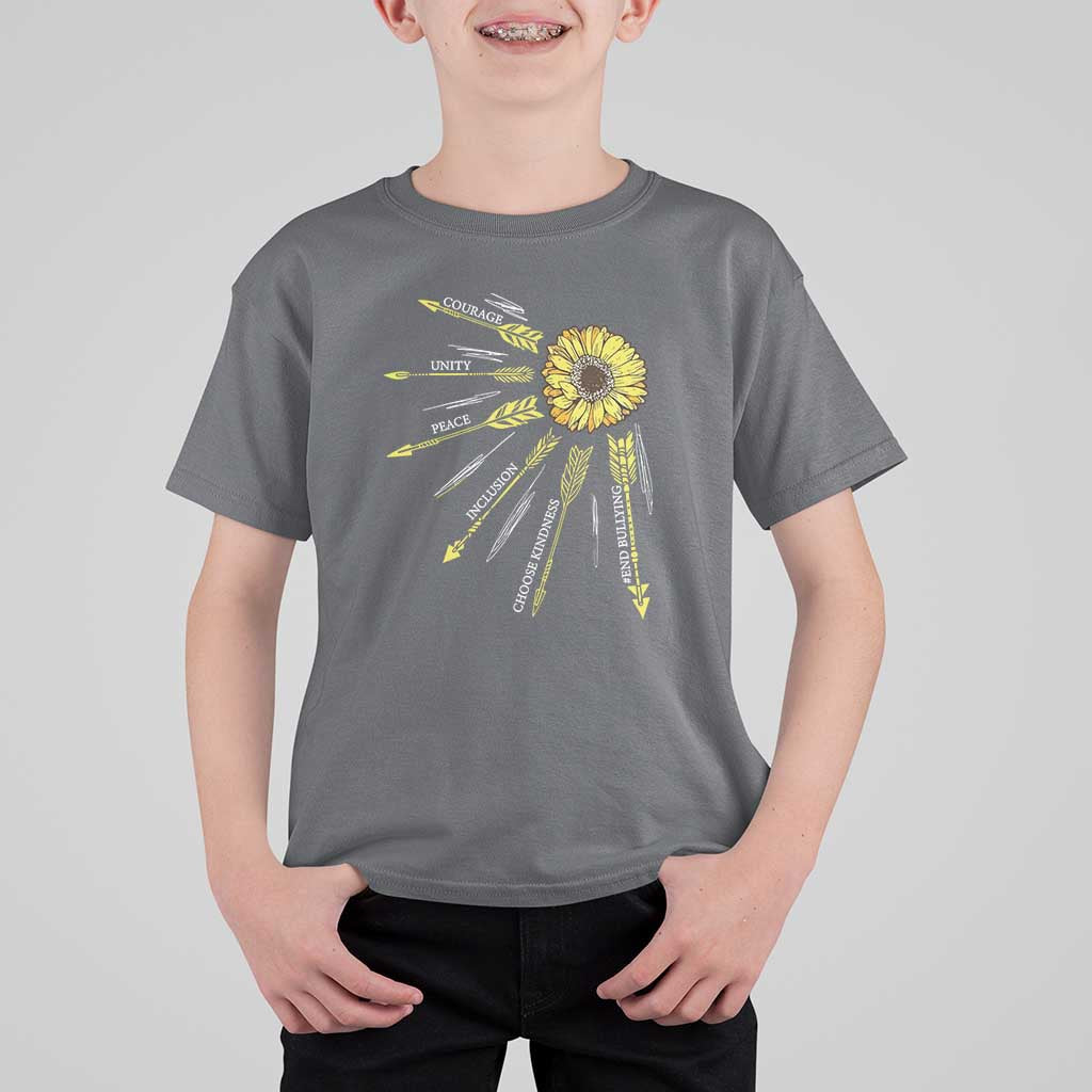 Anti Bullying Awareness T Shirt For Kid Courage Unity Peace Inclusion Choose Kindness Sunflower - Wonder Print Shop