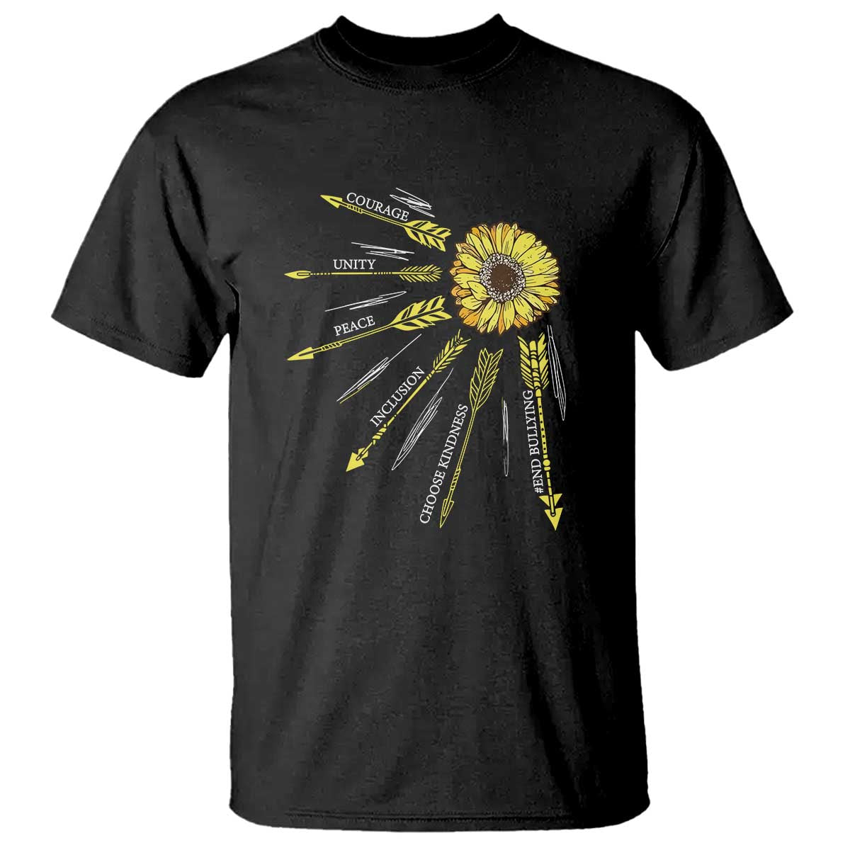 Anti Bullying Awareness T Shirt Courage Unity Peace Inclusion Choose Kindness Sunflower - Wonder Print Shop