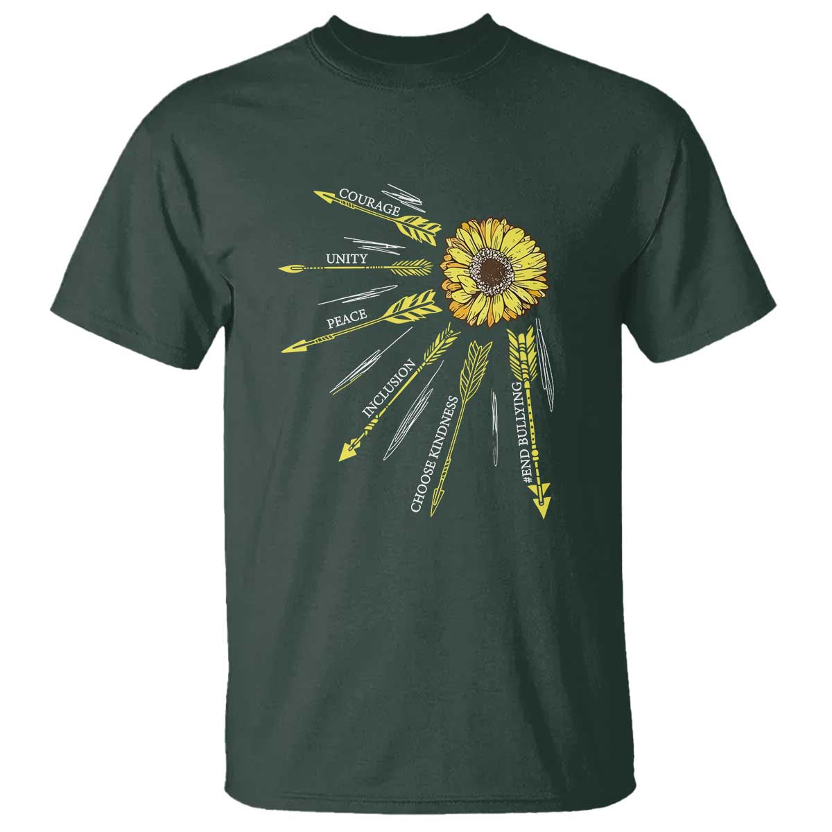 Anti Bullying Awareness T Shirt Courage Unity Peace Inclusion Choose Kindness Sunflower - Wonder Print Shop