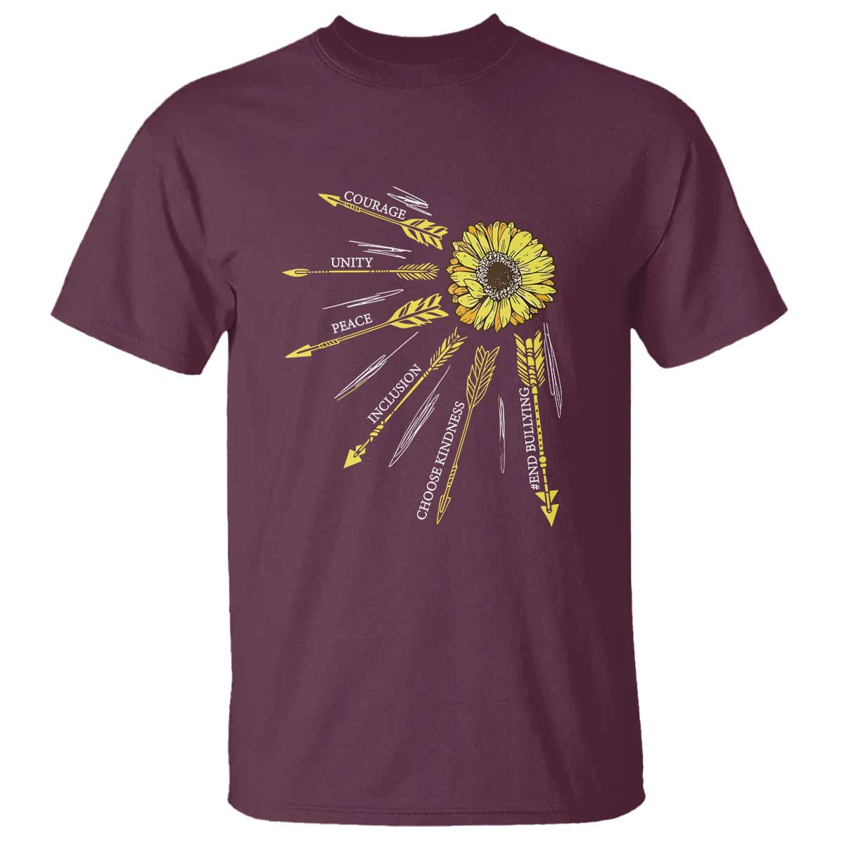 Anti Bullying Awareness T Shirt Courage Unity Peace Inclusion Choose Kindness Sunflower - Wonder Print Shop