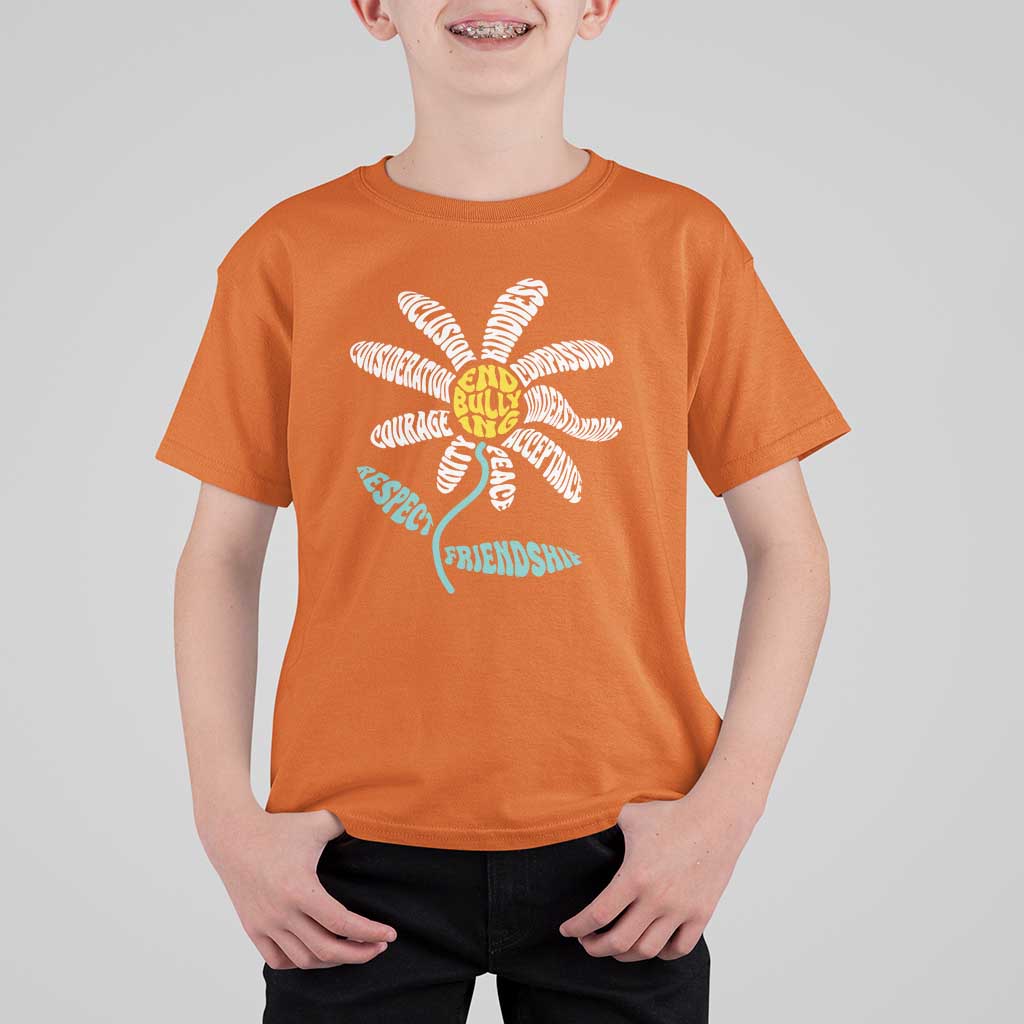Anti Bullying Awareness T Shirt For Kid End Bullying Courage Kindness Peace Inclusion Daisy Flower - Wonder Print Shop
