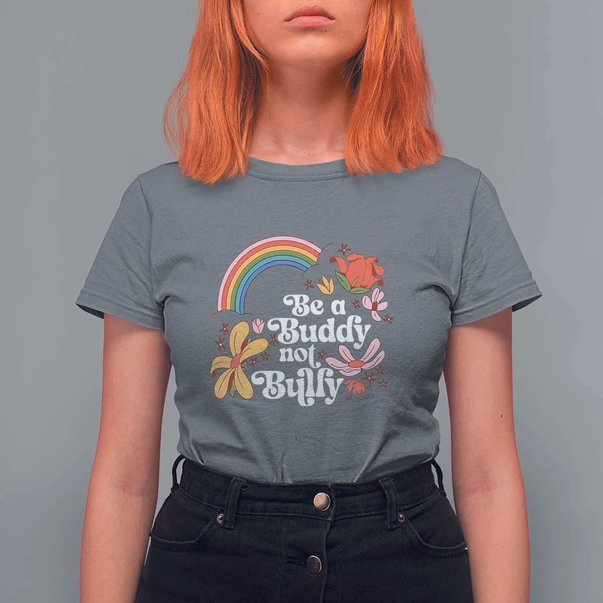 Unity Day T Shirt For Women Be A Buddy Not A Bully Anti Bullying Awareness Flower Star - Wonder Print Shop