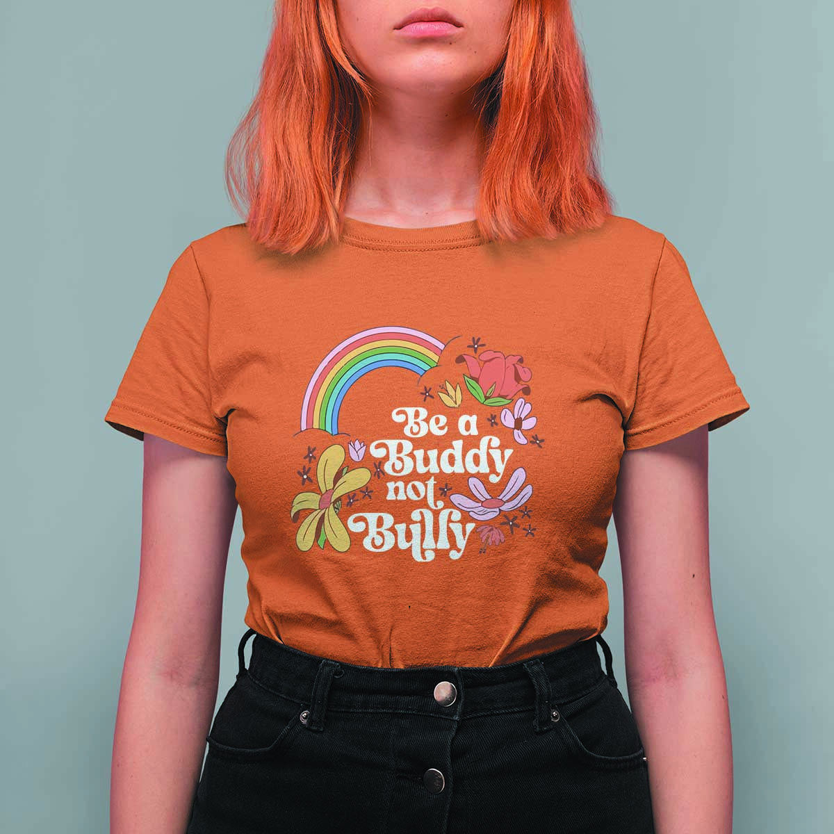 Unity Day T Shirt For Women Be A Buddy Not A Bully Anti Bullying Awareness Flower Star - Wonder Print Shop