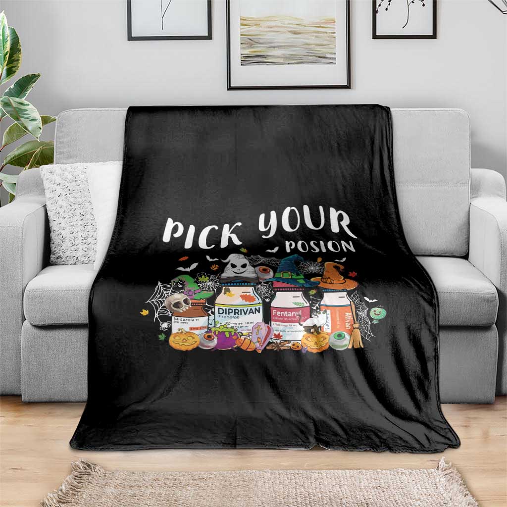 Halloween Nurse Throw Blanket Pick Your Poison Pharmacy Witches - Wonder Print Shop