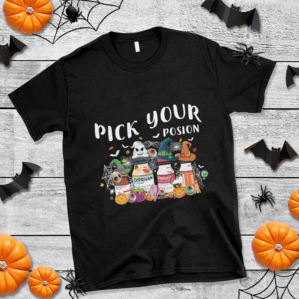 Halloween Nurse T Shirt Pick Your Poison Pharmacy Witches - Wonder Print Shop