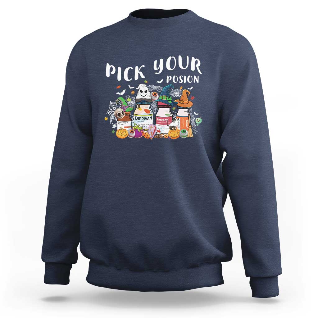 Halloween Nurse Sweatshirt Pick Your Poison Pharmacy Witches - Wonder Print Shop