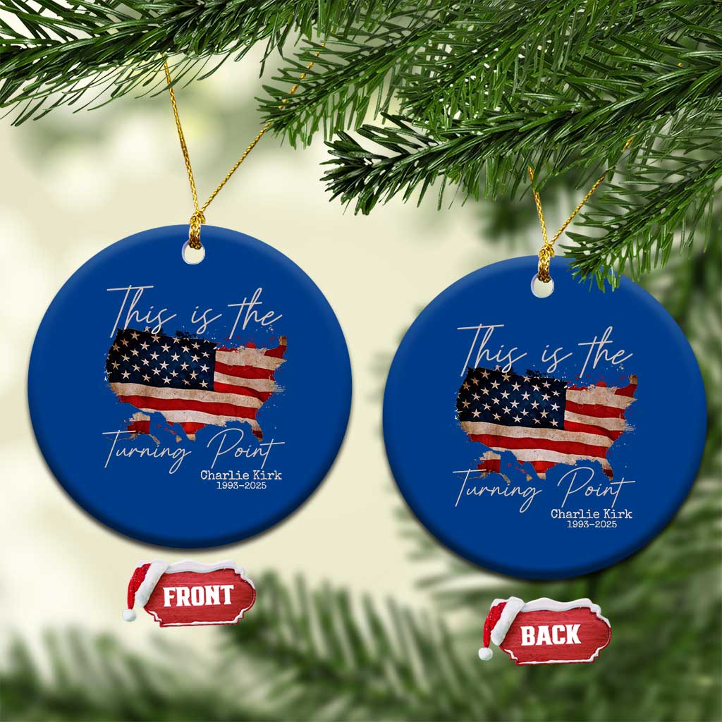 This Is The Turning Point Ceramic Ornament Patriotic American Map Vintage USA Flag - Wonder Print Shop