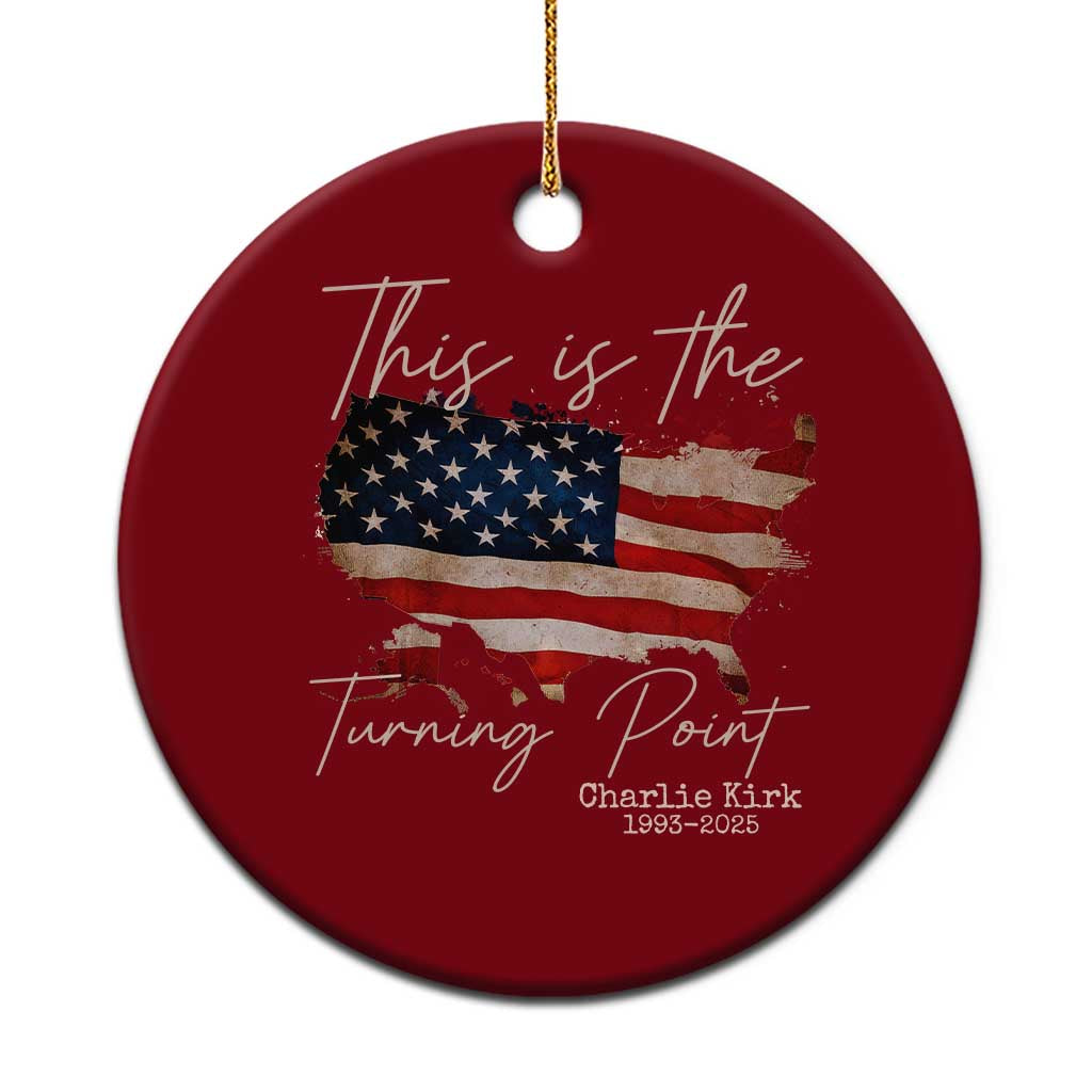 This Is The Turning Point Ceramic Ornament Patriotic American Map Vintage USA Flag - Wonder Print Shop