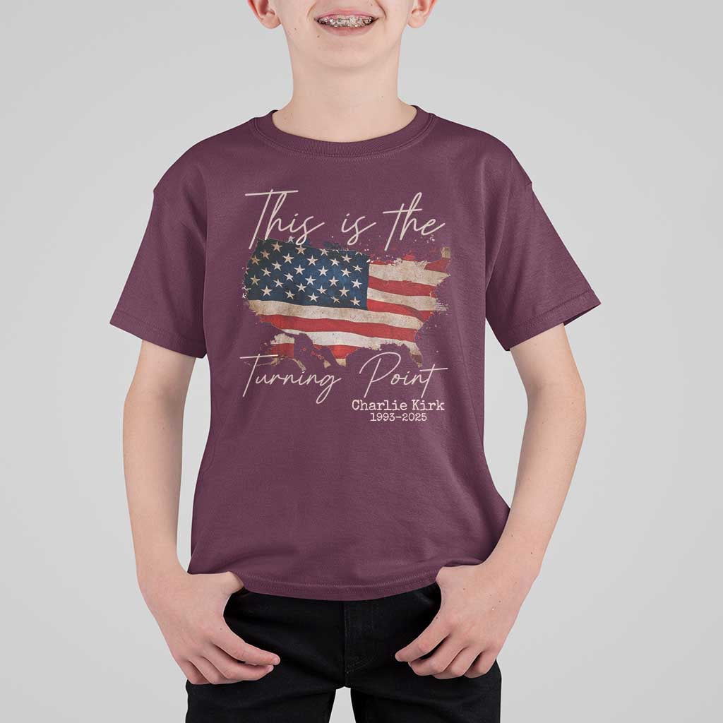 This Is The Turning Point T Shirt For Kid Patriotic American Map Vintage USA Flag - Wonder Print Shop