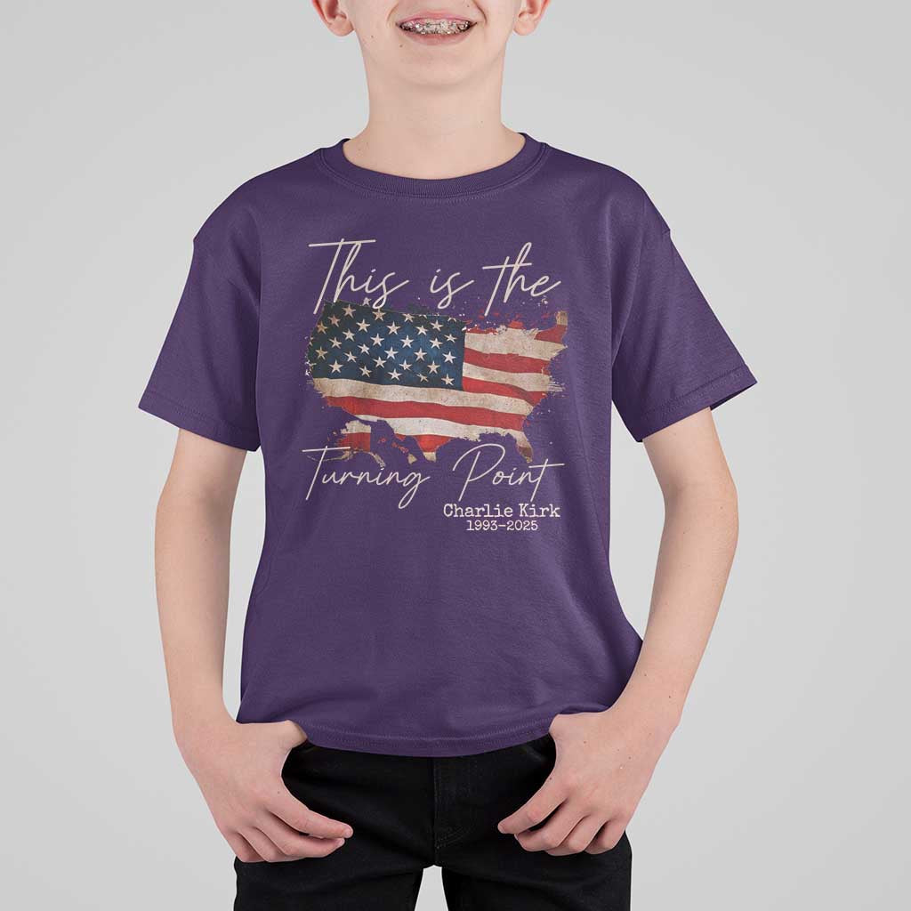 This Is The Turning Point T Shirt For Kid Patriotic American Map Vintage USA Flag - Wonder Print Shop