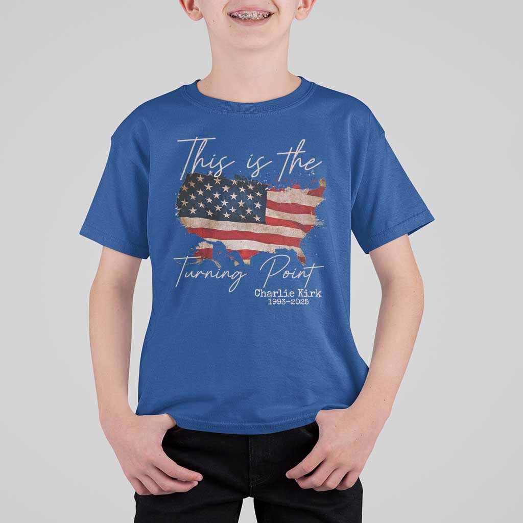 This Is The Turning Point T Shirt For Kid Patriotic American Map Vintage USA Flag - Wonder Print Shop