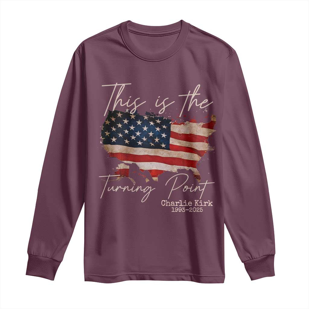 This Is The Turning Point Long Sleeve Shirt Patriotic American Map Vintage USA Flag - Wonder Print Shop