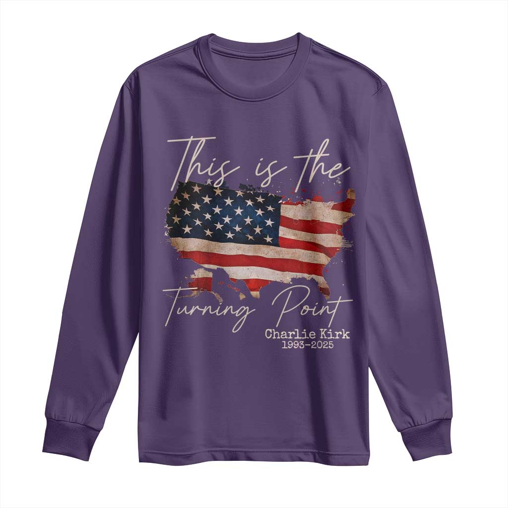 This Is The Turning Point Long Sleeve Shirt Patriotic American Map Vintage USA Flag - Wonder Print Shop